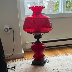 Vintage Red Glass Table Lamp